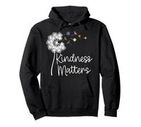 Positivity KINDNESS MATTERS Flower Power Dandelion Pullover Hoodie, Adult Unisex, Black, Small