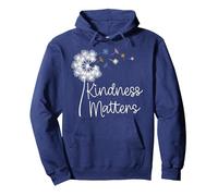 Positivity KINDNESS MATTERS Flower Power Dandelion Pullover Hoodie, Adult Unisex, Navy Blue, XX-Large