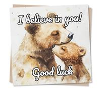 Positivity or Support or Good Luck Card For Friend or Loved One - I Believe In You - Bear Hug, Animal Lover - For Women, Woman, Sister, Brother, Daughter, Son, Niece, Nephew, Bestie, Partner