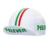 Positz 7-11 Retro Team Cycling Cap White with Italian Vertical Stripes