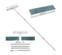 Poskena Window Cleaner with Length-adjustable Handle, 165 cm Window Cleaner Telescopic Set, Window Wiper with Squeegee and Two Cloths, Professional Window Cleaner Set for Bathroom, Glass, Mirror