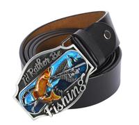 Poskla Mens Leather Belt, Fishing Buckle Design, Western Work Casual., Multicolour, L