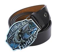 POSKLA Western Style Funny Casual Belt Buckle I'd Rather Be Fishing, Sliver, MIDDDLE