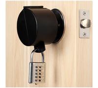 Posnaland Round Door Handle Locking Device, Door Handle Lock Cover, (with Combination Padlock) Blocks Keyhole Entry and Disables Handle, Doubles as Outdoor Faucet Lock (Black)