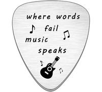 Posoto 1pcs Guitar Pick Music Lover Gift for Music Teacher Student Musicians Gifts Inspirational Gift Music Present Where Words Fail Music Speaks