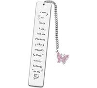 Posoto 1pcs Nanny Bookmark Nanny Birthday Gifts Mothers Day Gift for Nanny I Am As Lucky As I Can Be Because The World's Best Nany Belongs to Me
