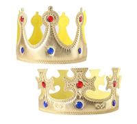 Posoto 【2-Piece Royal Crown Set】 Gold King & Queen Crowns for Kids & Adults - Perfect for Birthday Parties, Playtime, and Costumes (gold)