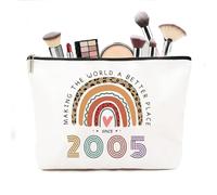 Posoto 21st Birthday Gifts for Women, 2005 Theme Canvas Makeup Bag