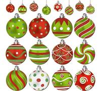 Posoto 24-piece Christmas tree Ornament set,2.4-inch Hanging Acrylic Christmas Ornaments,Shiny red and Green Shatterproof Ornaments With Strings,for Christmas tree Decoration