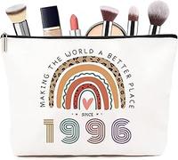 Posoto 30th Birthday Gifts for Women, 1996 Theme Canvas Makeup Bag Pouch