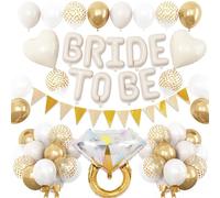 Posoto Bride to Be Decorations - 27Pcs Cream White Gold Balloon Set - Bachelorette Party Supplies for Bridal Shower, Engagement and Hen Do