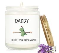 Posoto Dad Birthday Gifts - 3.5oz Lavender Scented Soy Candle - Funny Dinosaur Daddy I Love You This Much Present for Father’s Day from Daughter Son