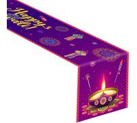 Posoto Diwali Table Runner 13 x 72 Inch,Happy Diwali Kitchen Dining Table Decoration Lights Rangoli Lantern Decoration for Indoor Outdoor Home Indian Deepawali Festival of Lights Party Decor Supplies