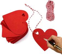 Posoto Gift Tags 200 Pcs Red Heart Shaped - Thick Kraft Paper Blank Labels with 10M Twine, Double-Sided Love Hang Tags for Wedding, Valentine's Day, Christmas Crafts & Luggage
