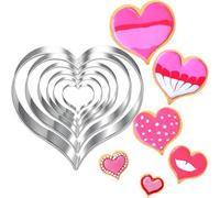 Posoto Heart Cookie Cutters Set-6 Piece-10.8 cm 8.9 cm 7.6 cm 6.4 cm 4.5 cm 2.4 cm-Large and Mini Heart Biscuit Cutters for Baking