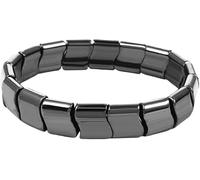 Posoto Hematite Magnetic Bracelet,Adjustable Elastic Bracelet,Black Hematite Gemstone Bracelet,Stylish Men's and Women's Wrist Accessory, Square (1 Piece)
