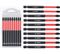 Posoto Impact Driver Bit Set, 10Pcs 100mm PZ2 Bits for Workshop Use | Advanced Torsion Zone Design, Durable S2 Alloy Steel, Precision Magnetic PZ2 Tips, Universal 1/4" Hex Shank, Compact Case.