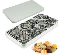 Posoto Mini Cookie Cutters Set 30 Small Mold for Cutting Dough Cake Crust Fruit Round Heart Square Triangle Oval Raindrops Geometric Cutter mnmh030
