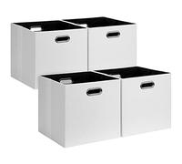 Posprica Fabric Storage Cubes, Collapsible Storage Bins with Dual Handles, Foldable Storage Boxes Basket for Closet Shelf Cabinet Bookcase Organization, White, 13×13×13/4pcs