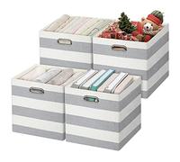 Posprica Kallax Cube Storage Boxs,33×33cm Storage Cube Basket Bins,Fabric Drawers Containers for Office,Closet, Toys, Laundry - Set of 4,Grey/beige