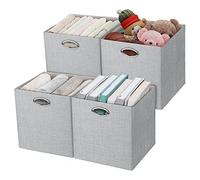 Posprica Storage Cubes, 12×12 Collapsible Storage Basket Bins,Heavy Duty Fabric Containers, 4pcs, Sliver Grey