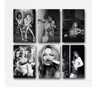 Possbas Kate Moss Vintage Black And White Poster Wall Art Canvas Art Poster Print Decor 6 PCS 08x12inch(20x30cm) Unframed