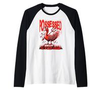 Possessed by a Silly Goose Funny Devil Halloween Raglan Baseball Tee