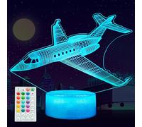 POSSHE Airplane Night Light, Plane Gifts, Avation 3D Illusion Night Light with 16 Colors Changing, Remote Control with Timer, Kids Room Decoration for Holiday Birthday Christmas