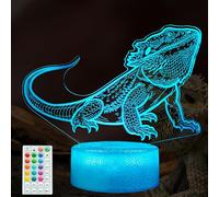 POSSHE Bearded Dragon Night Light, Bearded Dragon Gifts, 3D Illusion Night Light with 16 Colors Changing, Remote Control with Timer, Kids Room Decoration for Holiday Birthday Christmas
