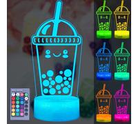 POSSHE Boba Lamp, Boba Gifts, Boba 3D Night Light with Remote Control, 16 Color Changing, Timer, RGB Flashing Mode, Dimmable - Boba Gifts for Boys & Girls
