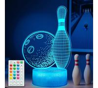 POSSHE Bowling Night Light, Bowling Gifts 3D Illusion Lamp with 16 Colors Changing, Timer, 4 Flash Modes and Dimmable, Kids Boys Girls Room Decoration, Holiday Xmas Gifts