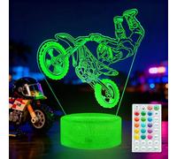 POSSHE Dirtbike Gifts - Motorcycle Night Light - Gifts for Boys - 3D Illusion Lamp with 16 Changing Colors - Remote Control with Timer - Dimmable - Kids Bedroom Decor