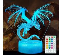 POSSHE Dragon Night Light, Dragon Gifts, 3D Illusion Lamp with 16 Colors Changing, Timer, 4 Flash Modes and Dimmable, Kids Boys Girls Room Decoration, Holiday Xmas Gifts