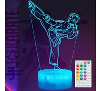 POSSHE Karate Night Light, Karate Gifts, Taekwondo 3D Illusion Lamp with 16 Colors Changing, Remote Control and Dimmable, Kids Boys Girls Room Decoration, Holiday Xmas Gifts