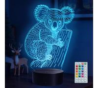 POSSHE Koala Night Light, Koala Gifts with Remote Control, 16 RGB Colors, 4 Flashing Modes, Timer, Dimmable, Cute Animal 3D Illusion Lamp for Decor for Holiday Birthday Christmas