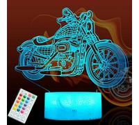 POSSHE Motorcycle Gifts, Motorcycle Night Light, Motorbike 3D Illusion Lamp, 16 Colors Changing, Remote Control, Timer, Dimmable，LED, Kids Room Decoration, Xmas Birthday Gifts