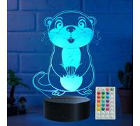 POSSHE Otter Night Light, Otter Gifts, 16 Colors Changing with Remote Control, Timer, RGB Flash Mode, Dimmable Led Illusion Lamp, Kids Room Decor, Xmas Holiday Birthday Gifts