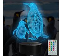 POSSHE Penguin Night Light, Penguin Gifts, 3D Illusion LED Lamp with 16 Colour Changing, Remote, Dimmer and Timer, Football Gift for Kids, Room Decoration