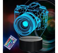 POSSHE Photographer Gifts for Men, Camera 3D Night Light with Remote Control, 16 Colors Changing, RGB Flashing Mode, Dimmable, Photography Gifts Gifts for Men Women Christmas Decor