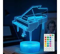 POSSHE Piano Night Light, Instrument Gifts, Piano 3D Illusion Lamp with 16 Colors Changing, Timer, 4 Flash Modes and Dimmable, Kids Boys Girls Room Decoration, Holiday Xmas Music Gifts