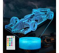 POSSHE Racing Car Gifts for Boy, Race Car Night Light with Remote Control, 16 Colors Changing, RGB Flashing Mode and Dimmable, Race Car Gifts for Boys Christmas Decor
