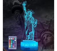 POSSHE Statue of Liberty Night Light, 3D Illusion Lamp with 16 Colors Changing, Timer, 4 Flash Modes and Dimmable, Kids Boys Girls Room Decor, Holiday Xmas World Landmark Building Gifts