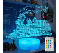 POSSHE Train Night Light, Train Gifts, 3D Illusion Night Light with 16 Colors Changing, Remote Control with Timer, Kids Room Decoration for Holiday Birthday Christmas