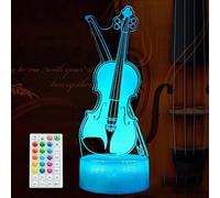 POSSHE Violin Night Light, Violin Gifts, Cello 3D Illusion Lamp with 16 Colors Changing, Timer, 4 Flash Modes and Dimmable, Kids Boys Girls Room Decoration, Holiday Xmas Music Gifts