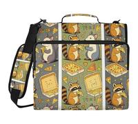 Possum and Raccoon Eating Pizza 1.5-Inch 3-Ringing School Zipper Binder with Strap Waterproof School Binders Organizer Suitable for Middle School