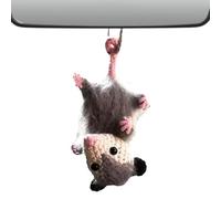 Possum Car Charm, Rear View -rror Hanging Accessories, Handmade Knitted Possum Car Hanger, Knitting Mouse Auto Rearview -rror, Crochet Possum Charm Accessories Gifts For Car