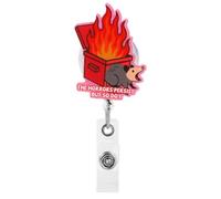 Possum Dumpster Fire Badge Reel, Funny Cute Nurse Badge Holder with Alligator Clip Retractable ID Card Holder for Nurse Hospital Worker Student Teacher Worker