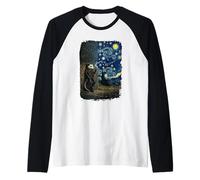 Possum Smoking Starry Night Scene Van Gogh Funny Tee Raglan Baseball Tee