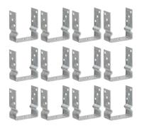 Post anchors, 12 pieces, silver, galvanised steel, 12 x 6 x 15 cm, U-shape with pre-drilled holes for fence, post anchor, garden, patio, foundation attachment