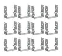 Post anchors made of galvanised steel, silver, 14 x 6 x 15 cm, U-shape, pack of 12 with pre-drilled holes for fence posts, garden, patio, gazebo, privacy screen and parasol attachment